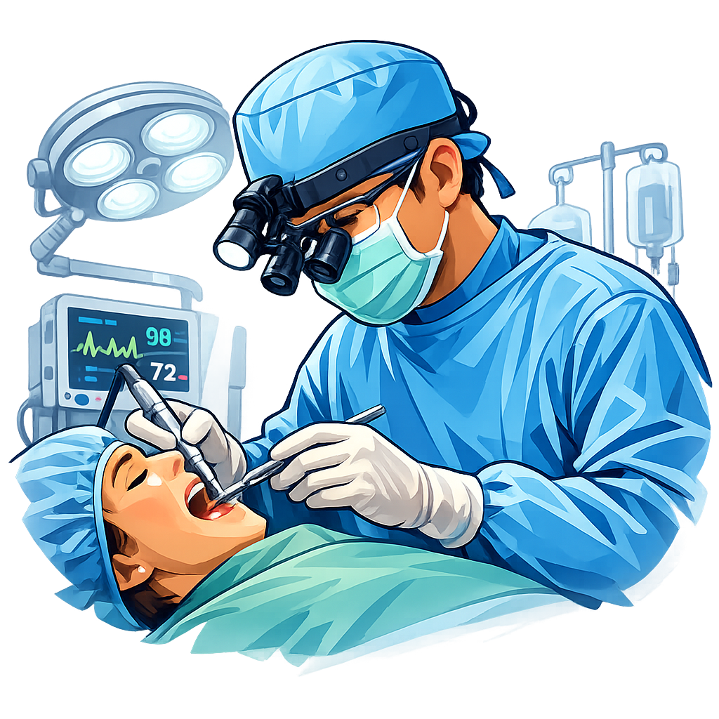 Maxillofacial Surgeon performing surgery at Biswas Clinic
